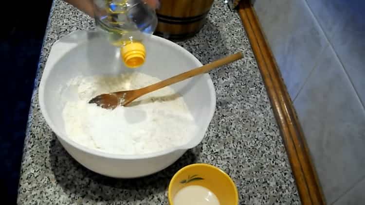 Prepare the ingredients for making muffins in milk