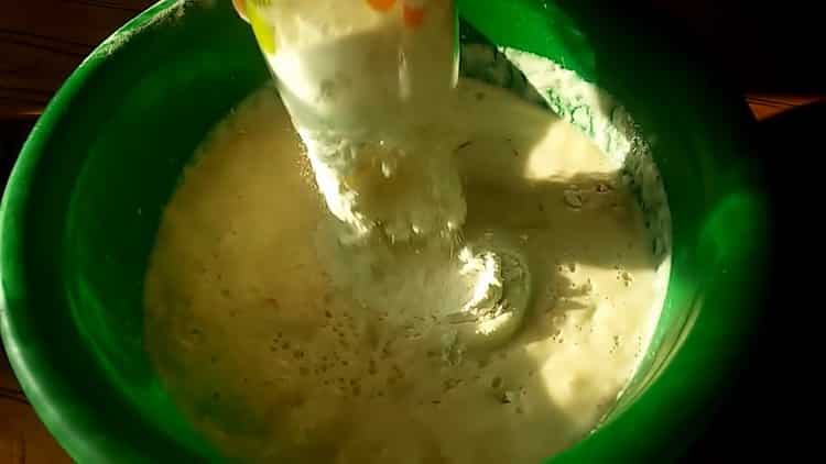 To make a quick yeast pie dough, add flour