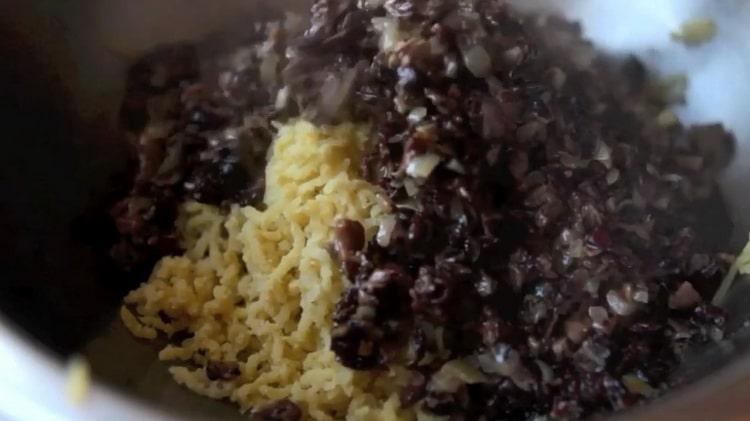 To make mushrooms dumplings, mix the filling