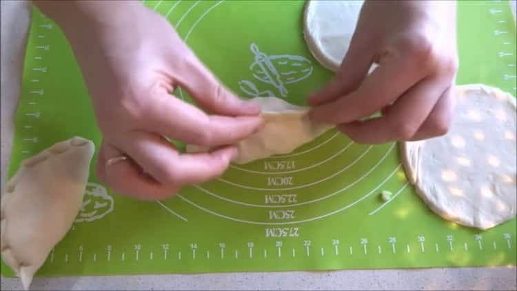 To make dumplings, put the filling on the dough