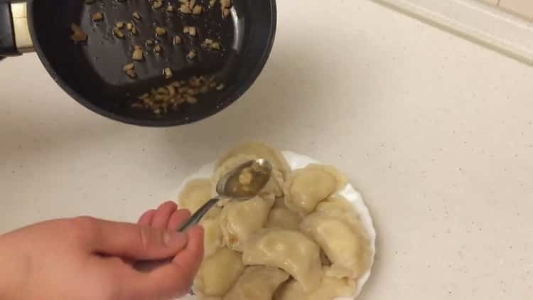 dumplings with potatoes and bacon are ready