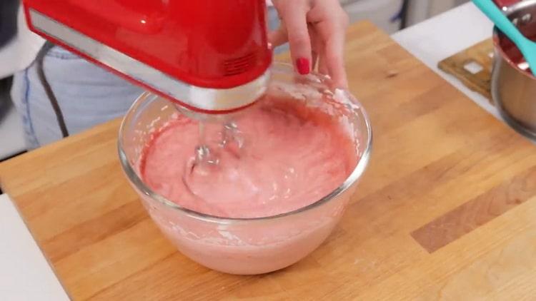 To make a strawberry cheesecake, prepare the filling
