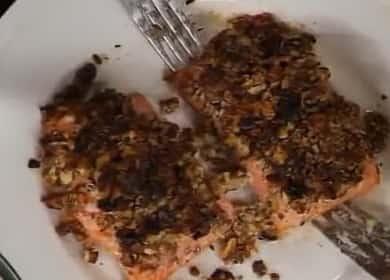 Oven baked red fish with walnuts