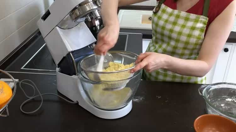 To make corn bread, knead the dough
