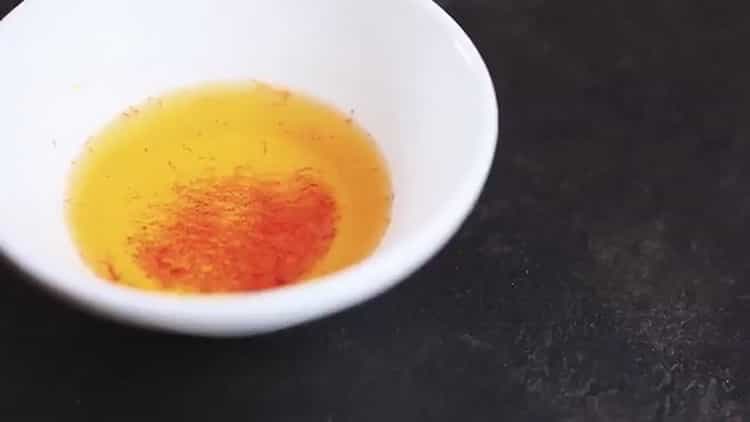 To make a cake in a bread machine, prepare saffron