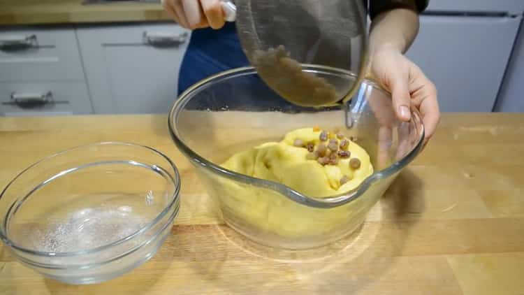 To make a custard cake, knead the dough