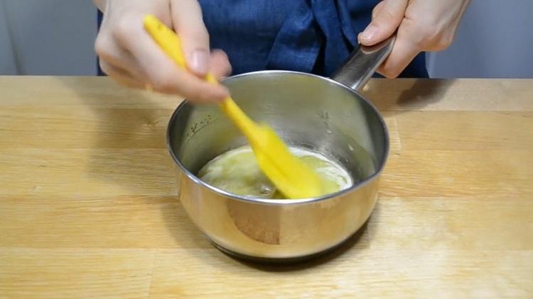 To make a custard cake, melt the butter