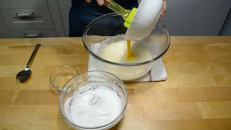 Combine the ingredients to make a custard cake