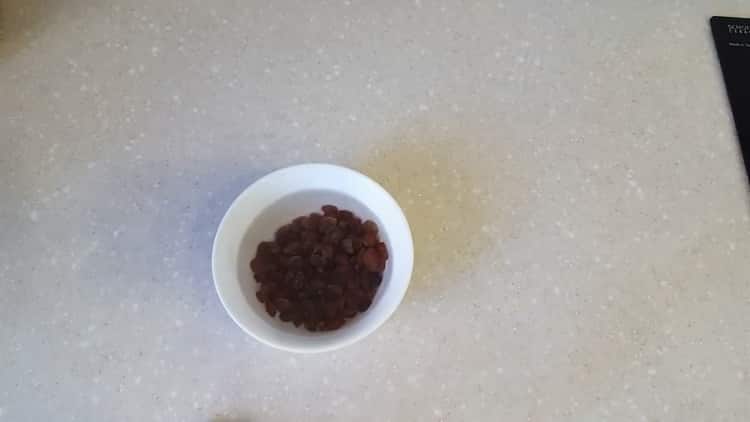 To prepare a cake with raisins, prepare the ingredients
