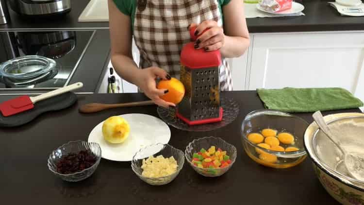 To make a cake with candied fruit, prepare the zest