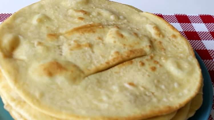 flour and water cakes in a pan are ready