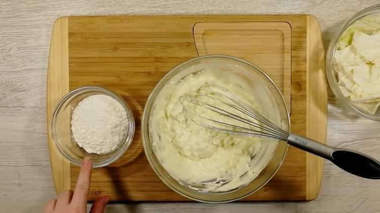 To make flat cakes in a pan, add flour