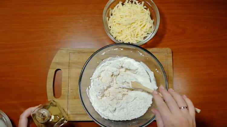 To make cheese cakes, mix the ingredients for the dough.