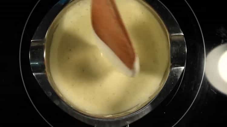 To prepare salmon in a creamy sauce, prepare the sauce