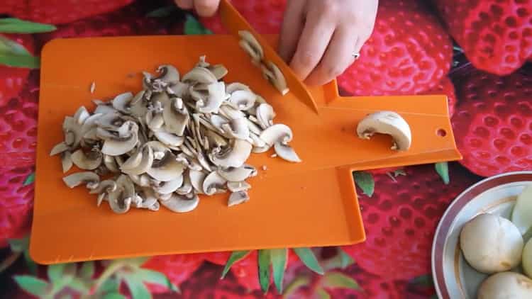 For cooking, chop mushrooms