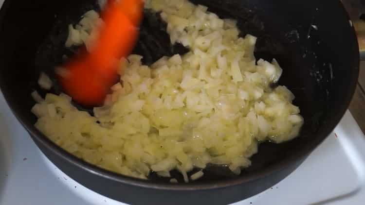 Toast, fry the onions