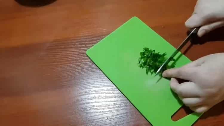 To cook pasta, chop greens