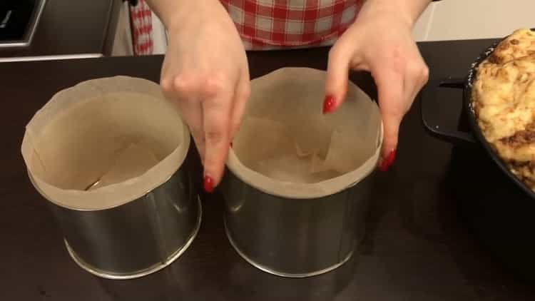 To make a chocolate cake, prepare forms