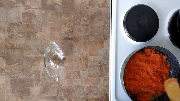 To cook pollock with vegetables, fry vegetables