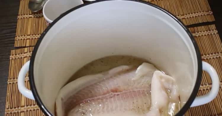 To cook marine in the oven, marinate the fish