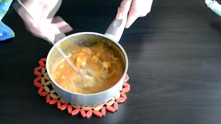 Add oil to make eclairs toppings