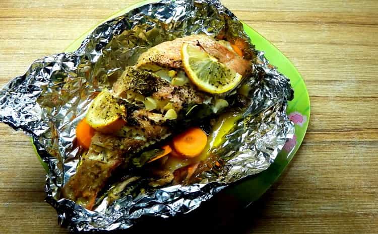 the perch in the oven in the foil is ready