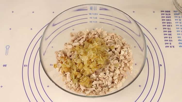 To make chicken pastries, chop the ingredients