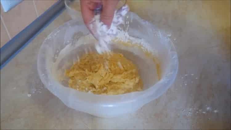 To make apple pies in the oven, knead the dough