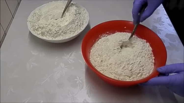 To make sugar buns, sift flour