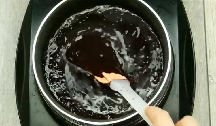 To make a chocolate muffin in the oven, according to the recipe, prepare the icing