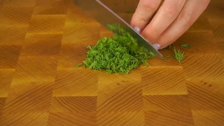 To make red fish roll, chop greens