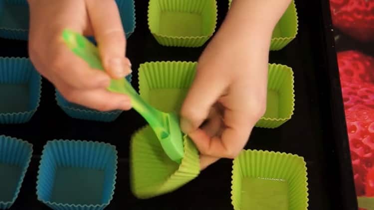 To make cupcakes, prepare molds