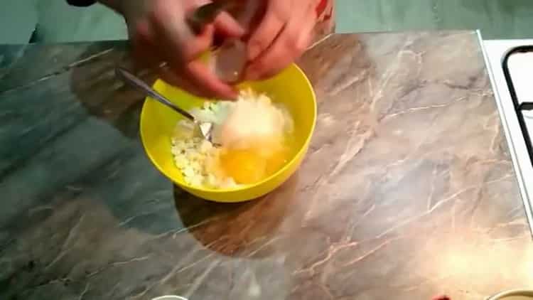 Mix the ingredients to make the donuts.