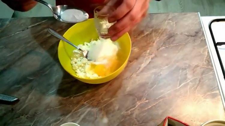 To prepare the donuts, prepare the ingredients.