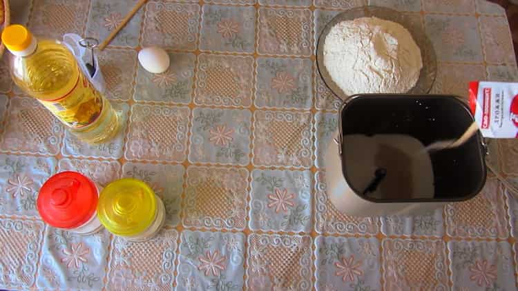 Add yeast to make a pastry for pies in a baker