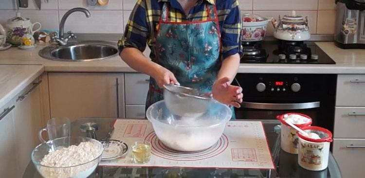 Sift the dough for buns