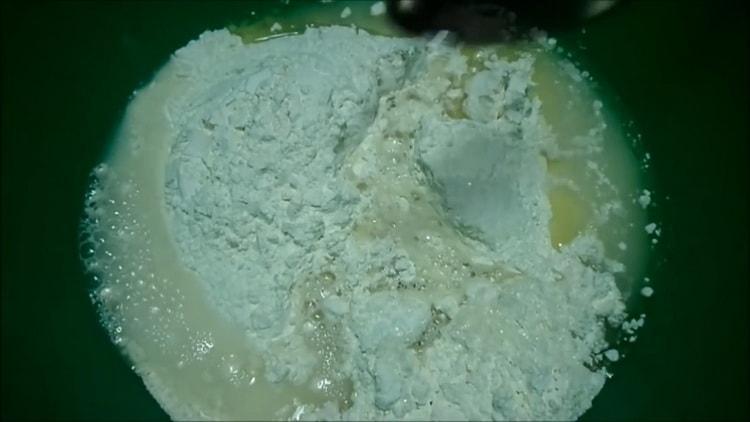 Mix the ingredients to make the dough.