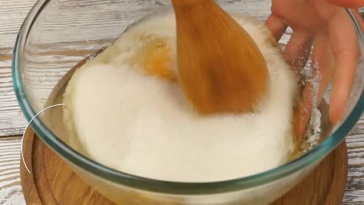 According to the recipe, for eggs in a waffle iron, mix eggs and sugar