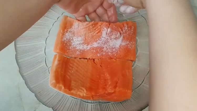 To prepare slightly salted trout, prepare salt and sugar