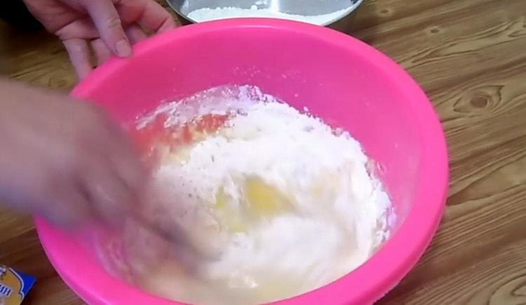 Sift flour into French buns