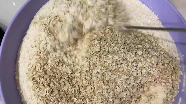 Mix the ingredients to make the whey bread.