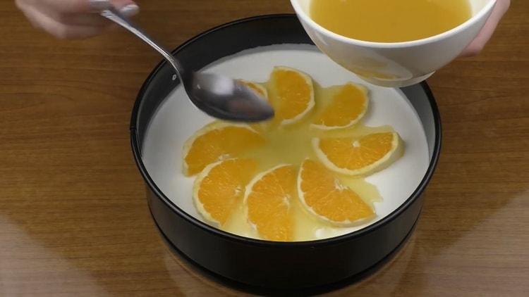 To prepare a cheesecake without baking, lay out the gelatin