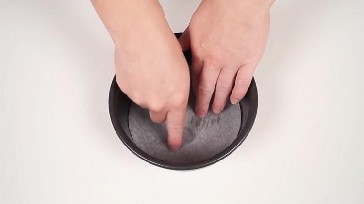 To make a chocolate banana cake, prepare a mold