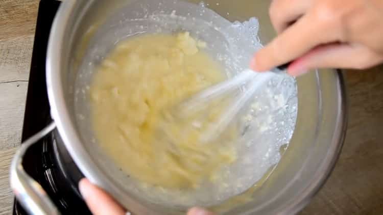 To prepare a Japanese cotton cheesecake, prepare a water bath