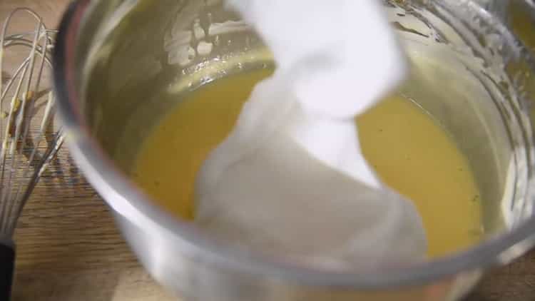 Mix the ingredients for a Japanese cotton cheesecake.