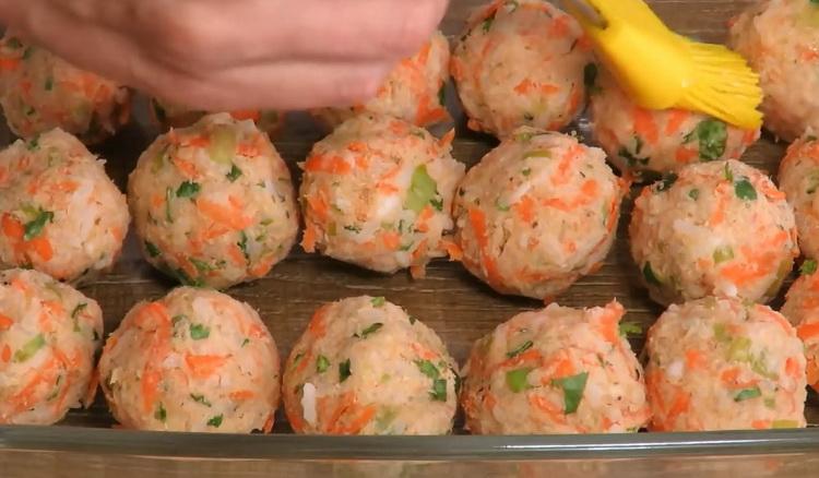 To cook meatballs, preheat the oven