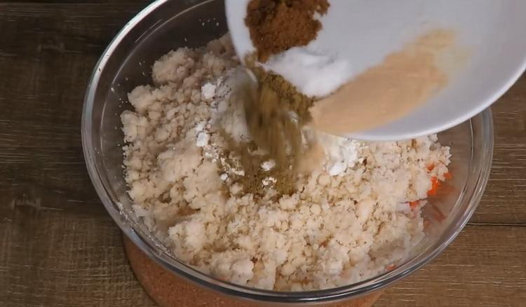 Add spices to cook meatballs