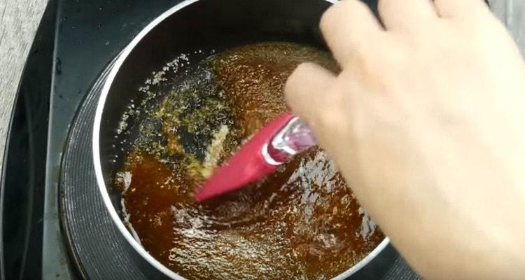 we cook syrup from sugar and glucose syrup.