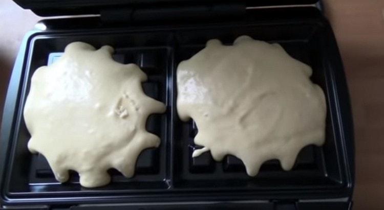 Put the dough in a waffle iron.