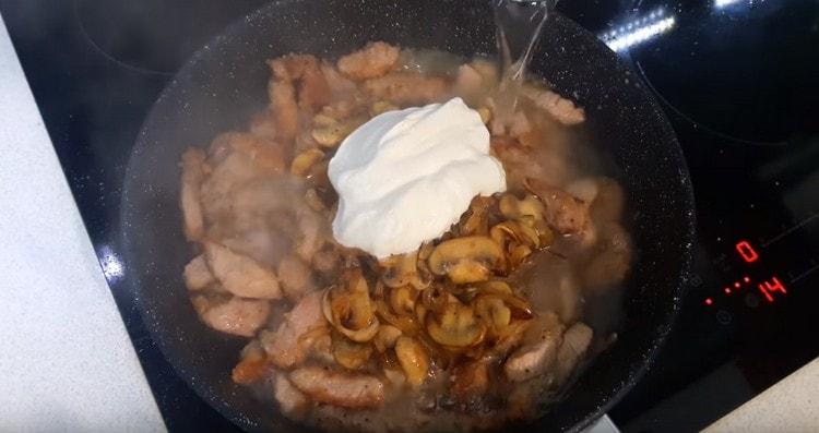 Add sour cream, as well as water or broth.